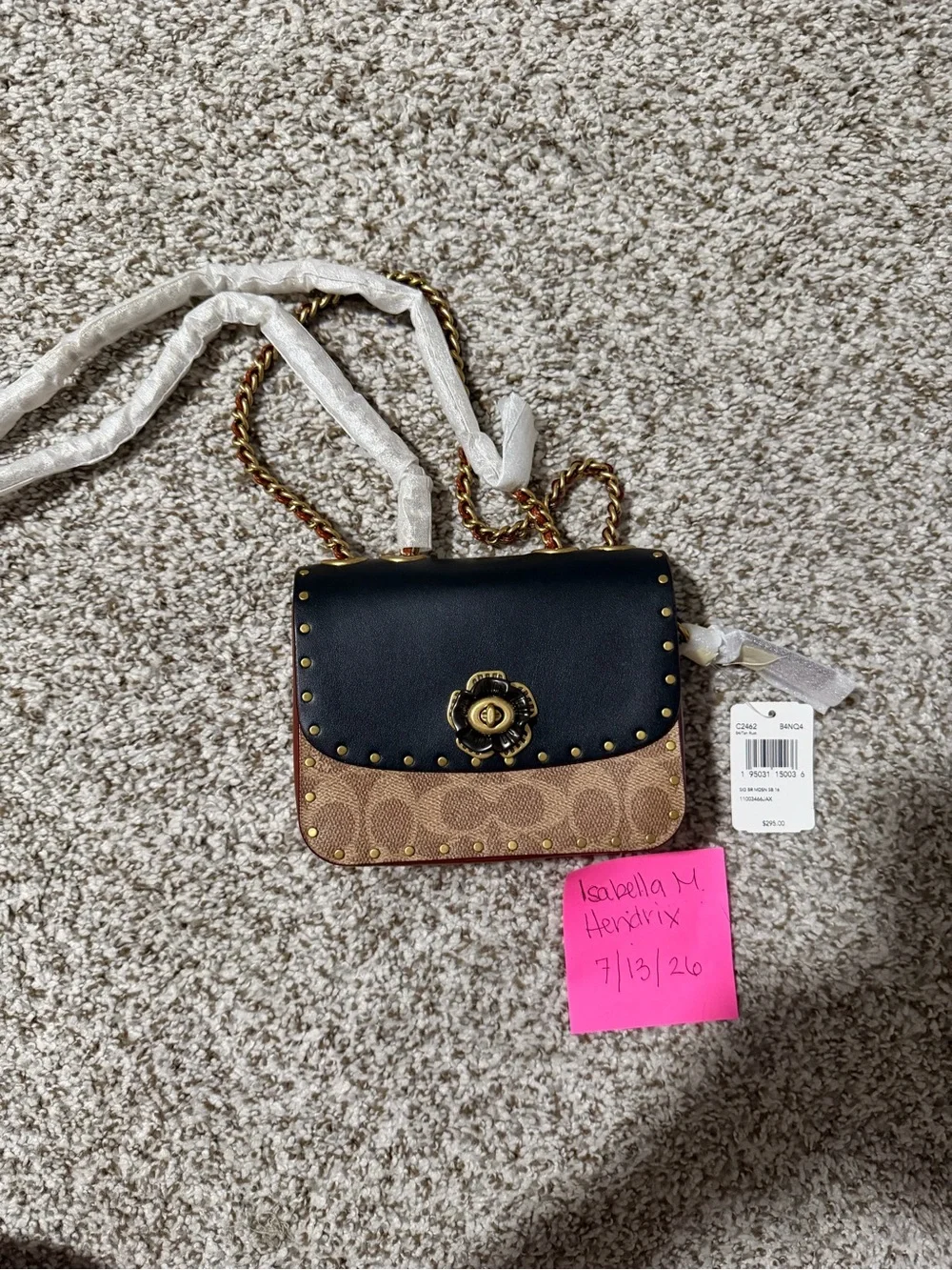 Coach Black and Brown Signature Chain Crossbody Bag